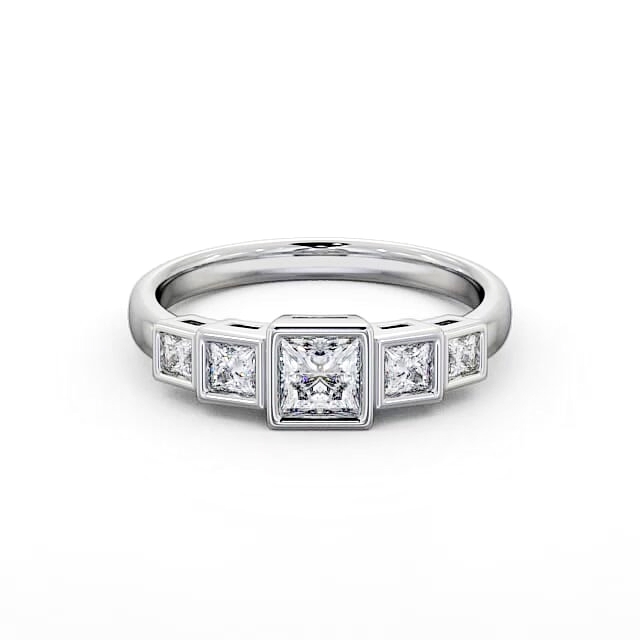 Five Stone Princess Diamond Ring 18K White Gold - Miabella FV22_WG_HAND