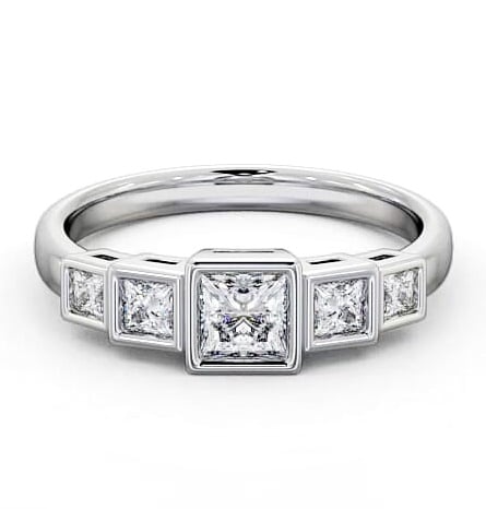 Five Stone Princess Diamond Graduating Style Ring Platinum FV22_WG_THUMB1