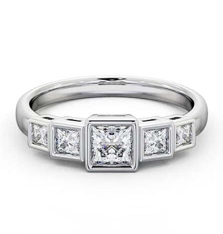 Five Stone Princess Diamond Graduating Style Ring Platinum FV22_WG_THUMB2 
