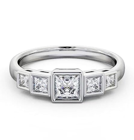 Five Stone Princess Diamond Graduating Style Ring 18K White Gold FV22_WG_THUMB2 