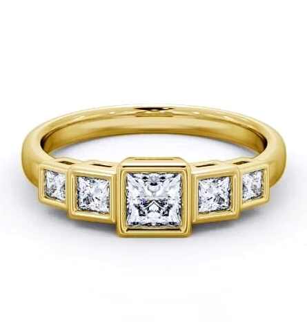 Five Stone Princess Diamond Graduating Style Ring 9K Yellow Gold FV22_YG_THUMB1