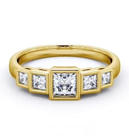 Five Stone Princess Diamond Graduating Style Ring 18K Yellow Gold FV22_YG_THUMB2 