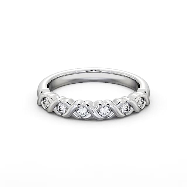 Half Eternity Round Diamond Ring 18K White Gold - Kinsley FV23_WG_HAND