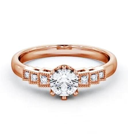 Vintage Round Diamond Engagement Ring 9K Rose Gold Solitaire FV25_RG_THUMB2 