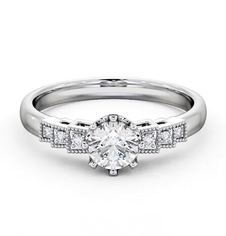 Vintage Round Diamond Engagement Ring Palladium Solitaire FV25_WG_THUMB2 