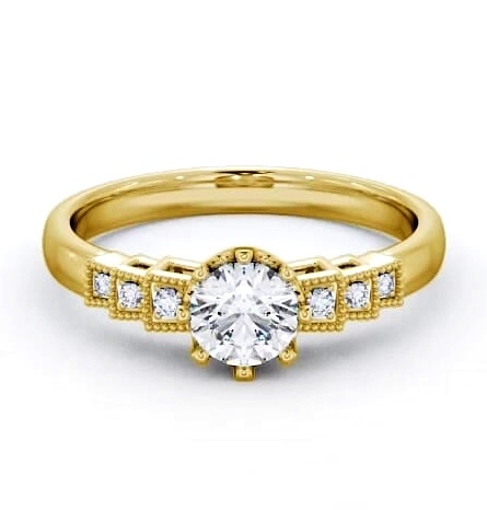 Vintage Round Diamond Engagement Ring 9K Yellow Gold Solitaire FV25_YG_THUMB1