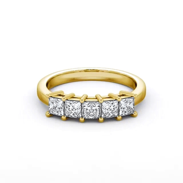 Five Stone Princess Diamond Ring 9K Yellow Gold - Zadie FV2_YG_HAND