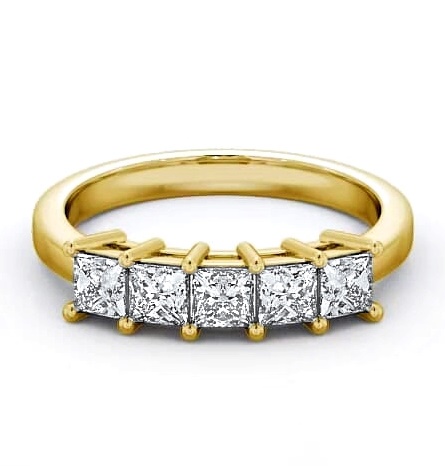 Five Stone Princess Diamond Classic Ring 18K Yellow Gold FV2_YG_THUMB2 