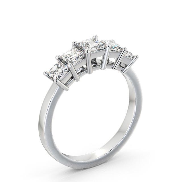 Five Stone Princess Diamond Ring 18K White Gold - Patricia FV3_WG_HAND