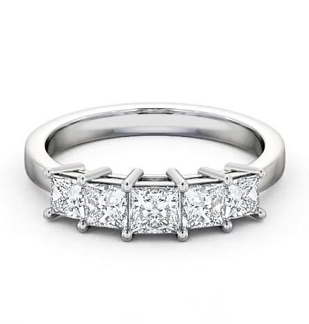 Five Stone Princess Diamond Graduating Design Ring 18K White Gold FV3_WG_THUMB1