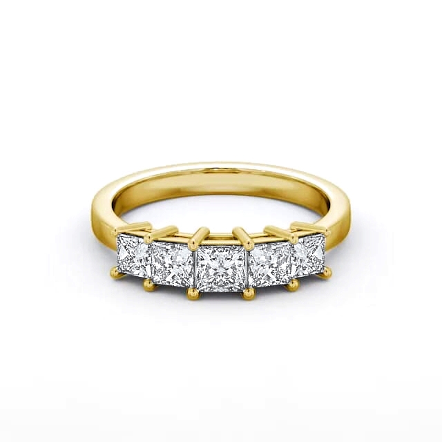 Five Stone Princess Diamond Ring 18K Yellow Gold - Patricia FV3_YG_HAND