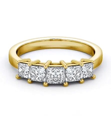 Five Stone Princess Diamond Graduating Design Ring 9K Yellow Gold FV3_YG_THUMB1
