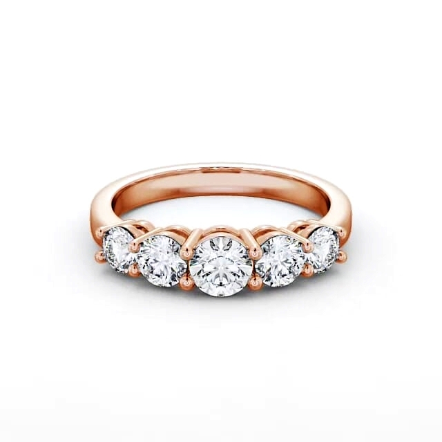 Five Stone Round Diamond Ring 18K Rose Gold - Vianey FV4_RG_HAND