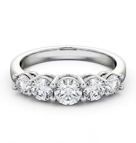 Five Stone Round Diamond Graduating Design Ring 18K White Gold FV4_WG_THUMB2 