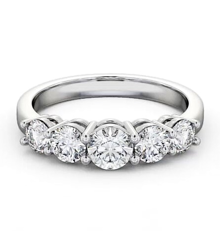 Five Stone Round Diamond Graduating Design Ring 18K White Gold FV4_WG_THUMB2 