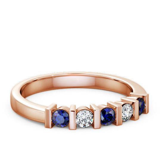 Five Stone Blue Sapphire and Diamond 0.41ct Ring 18K Rose Gold FV6GEM_RG_BS_THUMB1