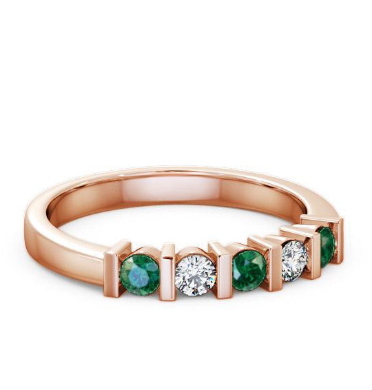 Five Stone Emerald and Diamond 0.35ct Ring 18K Rose Gold FV6GEM_RG_EM_THUMB1