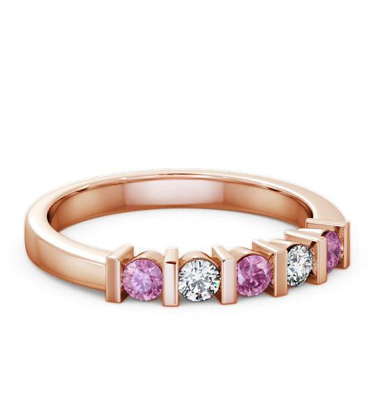 Five Stone Pink Sapphire and Diamond 0.41ct Ring 18K Rose Gold FV6GEM_RG_PS_THUMB1