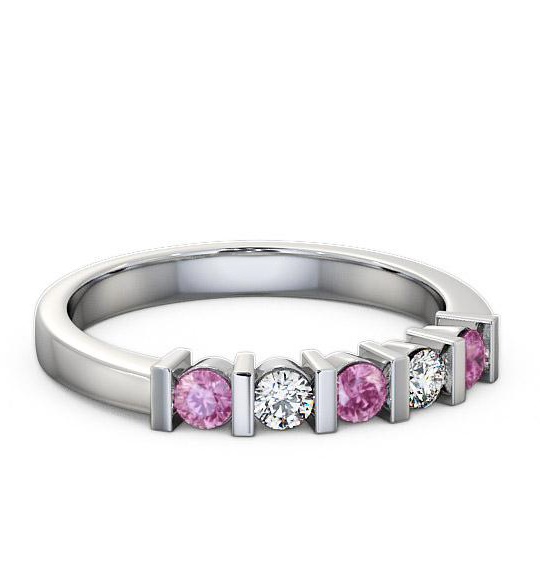 Five Stone Pink Sapphire and Diamond 0.41ct Ring 18K White Gold FV6GEM_WG_PS_THUMB1