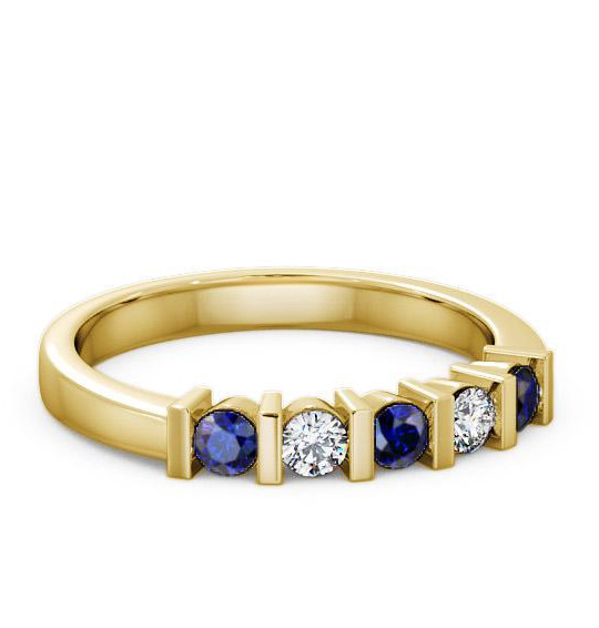 Five Stone Blue Sapphire and Diamond 0.41ct Ring 9K Yellow Gold FV6GEM_YG_BS_THUMB1