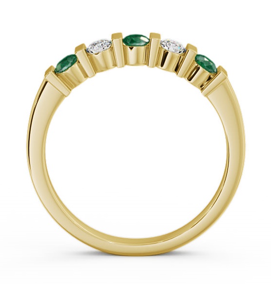 Five Stone Emerald and Diamond 0.35ct Ring 9K Yellow Gold FV6GEM_YG_EM_THUMB1 