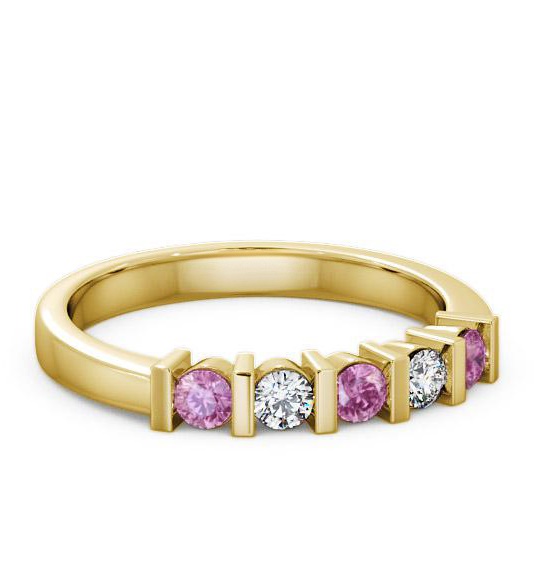 Five Stone Pink Sapphire and Diamond 0.41ct Ring 9K Yellow Gold FV6GEM_YG_PS_THUMB1