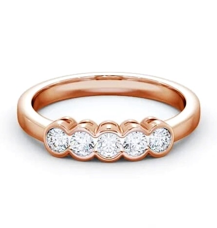 Five Stone Round Diamond Bezel Set Ring 9K Rose Gold FV7_RG_THUMB1