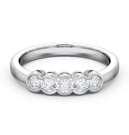 Five Stone Round Diamond Bezel Set Ring 9K White Gold FV7_WG_THUMB2 