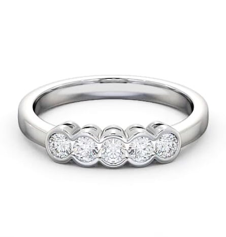 Five Stone Round Diamond Bezel Set Ring Platinum FV7_WG_THUMB1