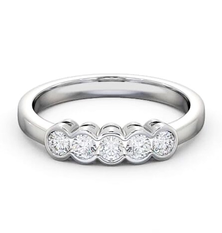 Five Stone Round Diamond Bezel Set Ring 18K White Gold FV7_WG_THUMB2 