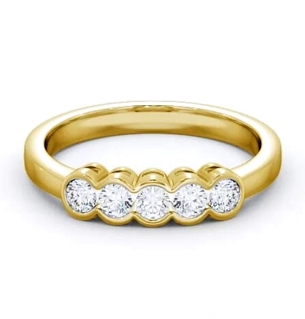 Five Stone Round Diamond Bezel Set Ring 9K Yellow Gold FV7_YG_THUMB1
