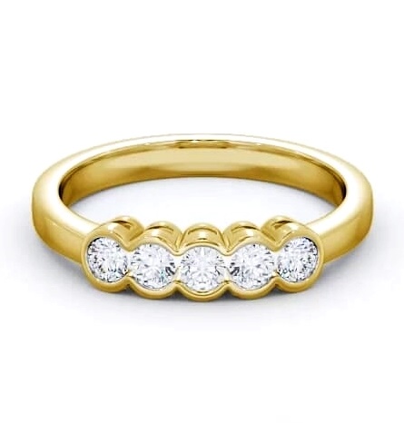 Five Stone Round Diamond Bezel Set Ring 18K Yellow Gold FV7_YG_THUMB2 
