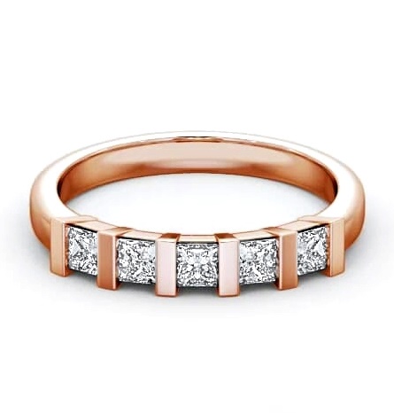 Five Stone Princess Diamond Tension Set Ring 18K Rose Gold FV8_RG_THUMB1