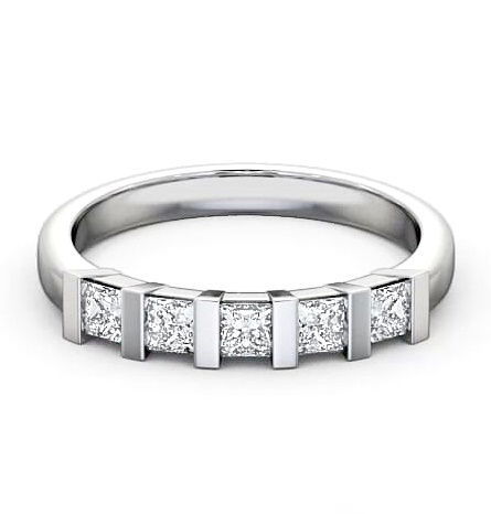 Five Stone Princess Diamond Tension Set Ring 18K White Gold FV8_WG_THUMB2 