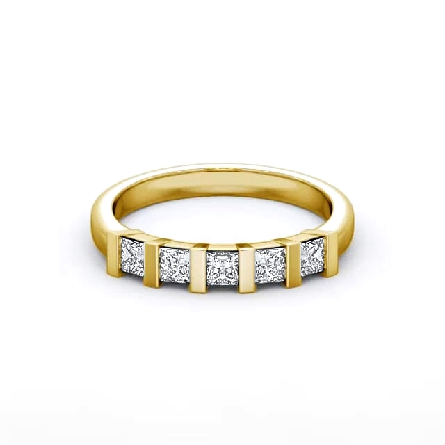 Five Stone Princess Diamond Ring 9K Yellow Gold - Josephine FV8_YG_HAND