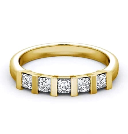 Five Stone Princess Diamond Tension Set Ring 18K Yellow Gold FV8_YG_THUMB1