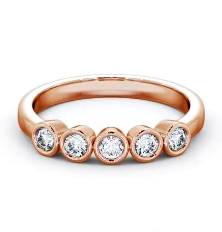 Five Stone Round Diamond Bezel Set Ring 18K Rose Gold FV9_RG_THUMB1