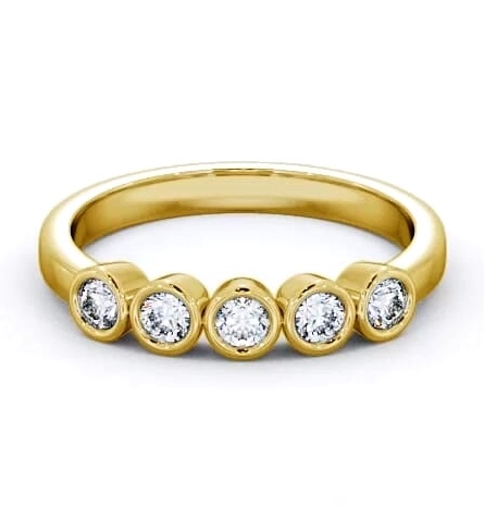 Five Stone Round Diamond Bezel Set Ring 18K Yellow Gold FV9_YG_THUMB1