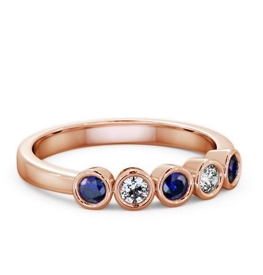 Five Stone Blue Sapphire and Diamond 0.41ct Ring 18K Rose Gold FV9GEM_RG_BS_THUMB1