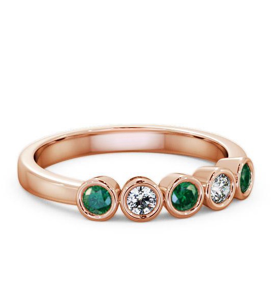 Five Stone Emerald and Diamond 0.35ct Ring 18K Rose Gold FV9GEM_RG_EM_THUMB1