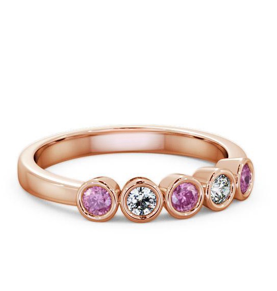 Five Stone Pink Sapphire and Diamond 0.41ct Ring 18K Rose Gold FV9GEM_RG_PS_THUMB1