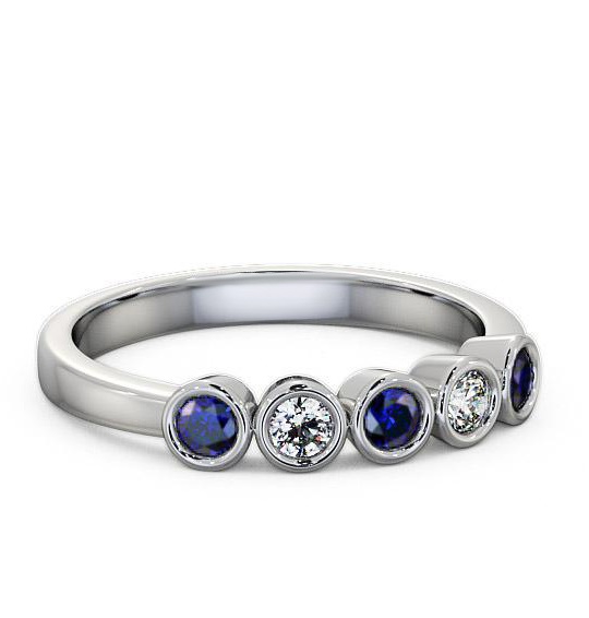 Five Stone Blue Sapphire and Diamond 0.41ct Ring 18K White Gold FV9GEM_WG_BS_THUMB1