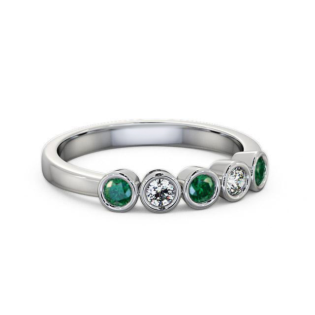 Five Stone Emerald and Diamond 0.35ct Ring 18K White Gold - Lottie FV9GEM_WG_EM_HAND