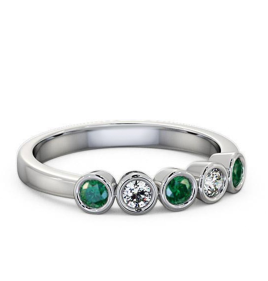 Five Stone Emerald and Diamond 0.35ct Ring 18K White Gold FV9GEM_WG_EM_THUMB1