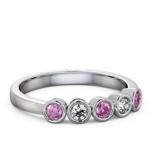 Five Stone Pink Sapphire and Diamond 0.41ct Ring 18K White Gold FV9GEM_WG_PS_THUMB1