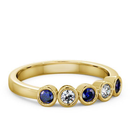 Five Stone Blue Sapphire and Diamond 0.41ct Ring 9K Yellow Gold FV9GEM_YG_BS_THUMB1