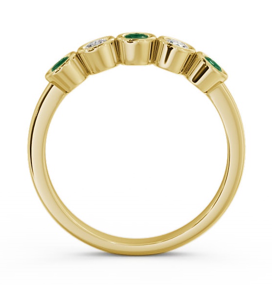 Five Stone Emerald and Diamond 0.35ct Ring 9K Yellow Gold FV9GEM_YG_EM_THUMB1 