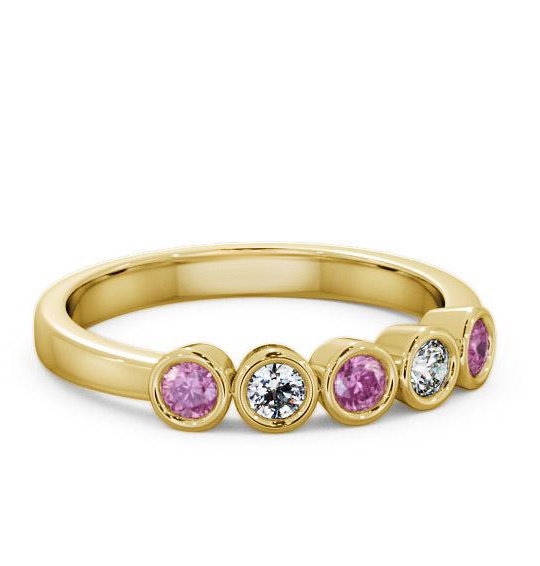 Five Stone Pink Sapphire and Diamond 0.41ct Ring 9K Yellow Gold FV9GEM_YG_PS_THUMB1