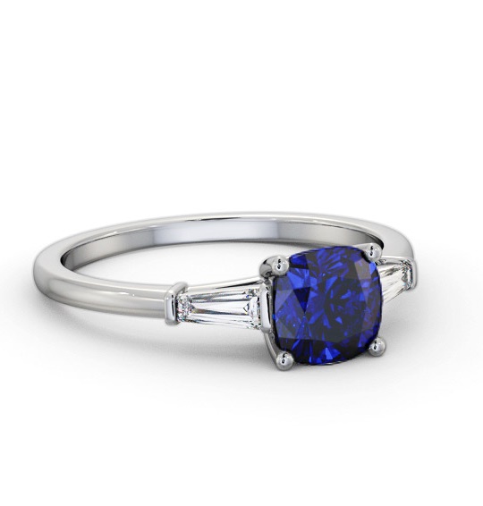 Shoulder Stone Blue Sapphire and Diamond 1.60ct Ring 18K White Gold GEM100_WG_BS_THUMB1