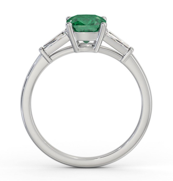Shoulder Stone Emerald and Diamond 1.30ct Ring 9K White Gold GEM100_WG_EM_THUMB1 